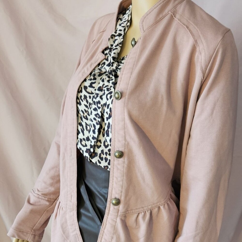 Maurices Rose Ruffle Hem Knit Military Jacket